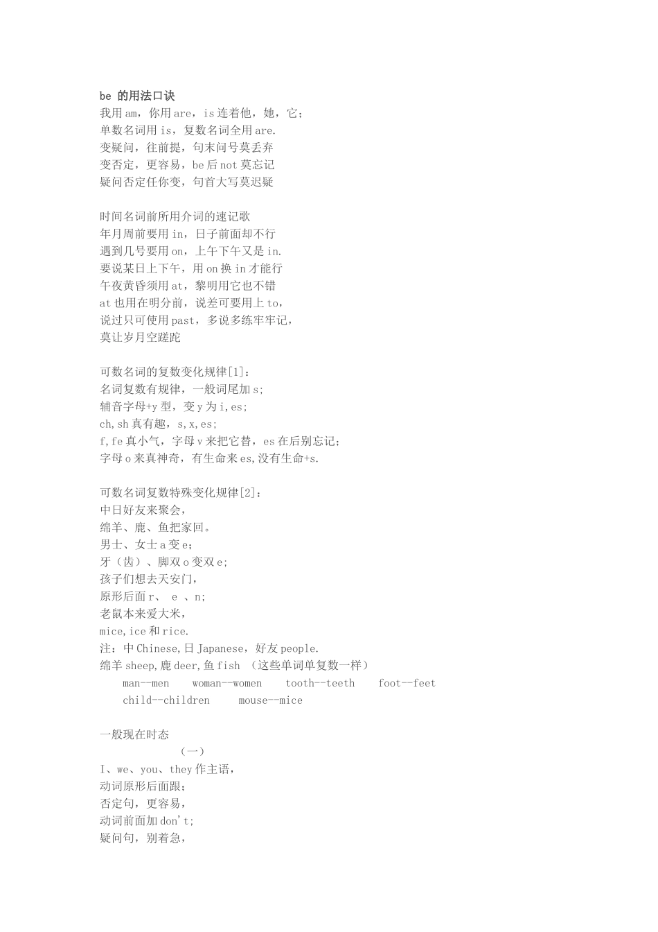 实用英语口诀_第1页