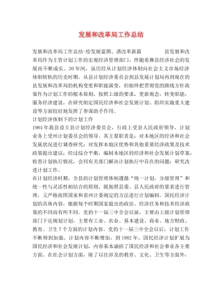 发展和改革局工作总结 