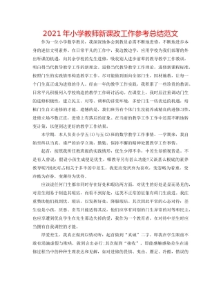 2021年小学教师新课改工作参考总结范文