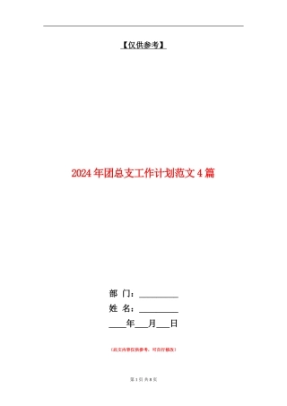 2024年团总支工作计划范文4篇