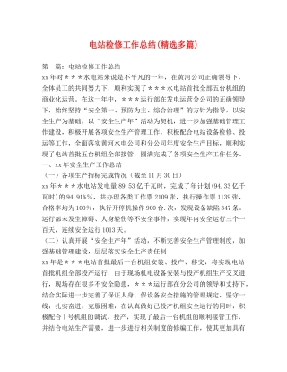 电站检修工作总结(精选多篇) 