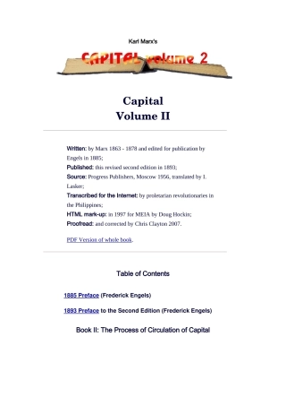 资本论英文版第二卷版本信息和目录