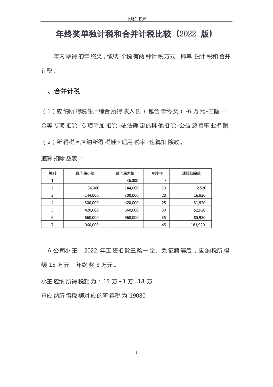 年终奖单独计税和合并计税比较_第1页