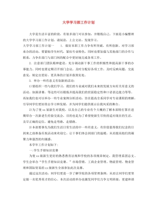 大学学习部工作计划 