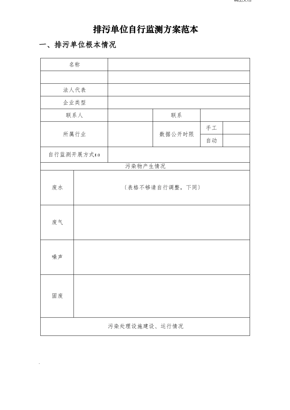 环保自行监测方案范本_第1页
