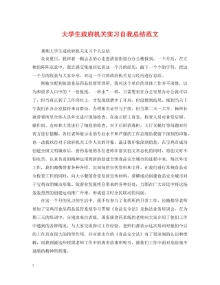 大学生政府机关实习自我总结范文 