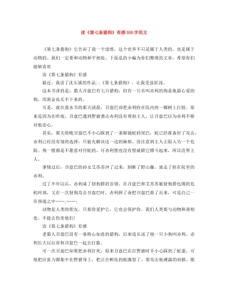 读《第七条猎狗》有感300字范文 