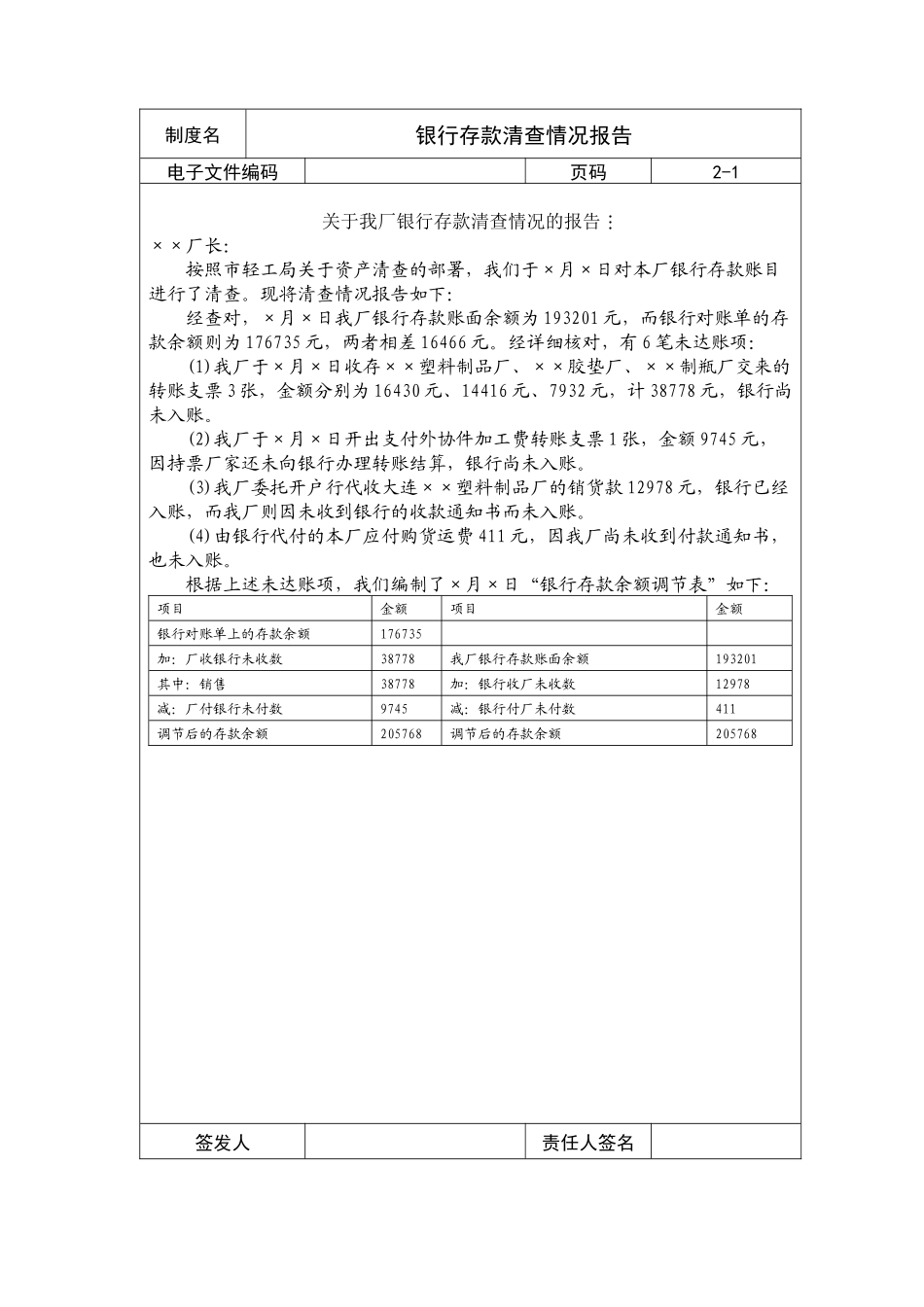 银行存款清查情况报告_第1页