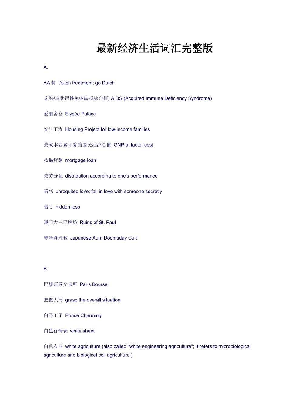 最新经济生活词汇完整版( 25)_第1页