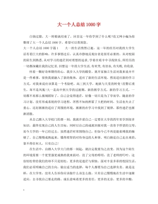 大一个人总结1000字 