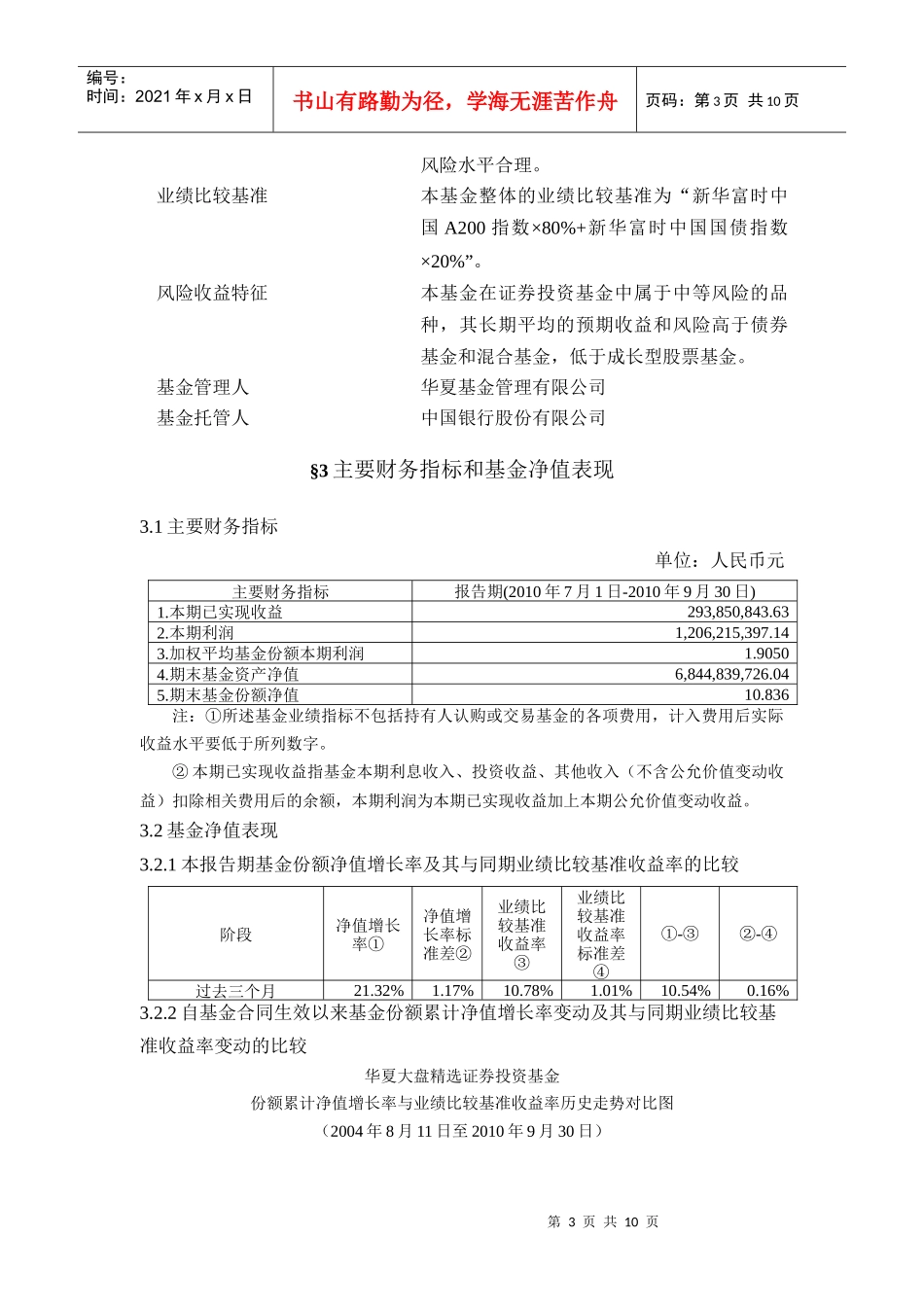 华夏大盘精选证券投资基金季度报告_第3页