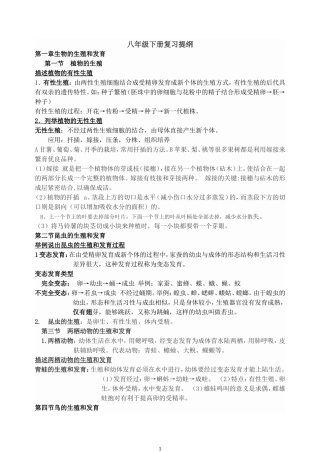 八年级下册复习提纲16k