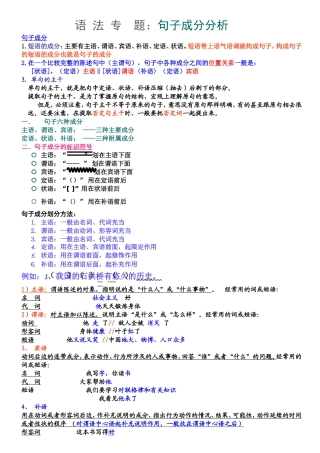 语法专项：句子成分