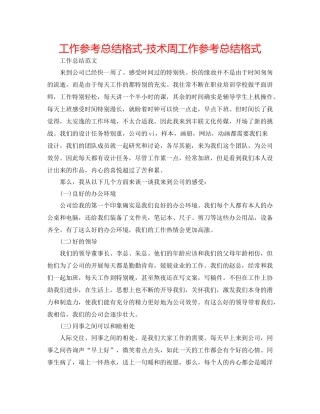 工作参考总结格式技术周工作参考总结格式