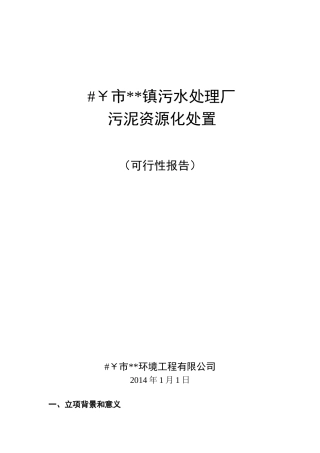 印染企业集控区污水处理厂污泥资源化处置可行性报告