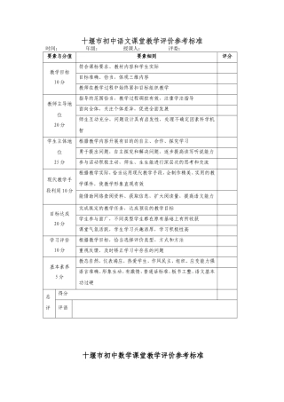 十堰市课堂教学评价标准