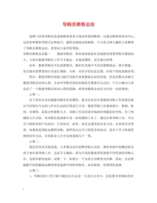 导购员销售总结 