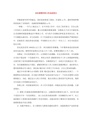 店长营销年终工作总结范文 