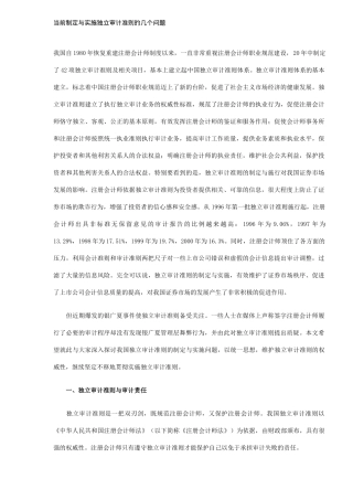 制定独立审计准则问题分析( 6)