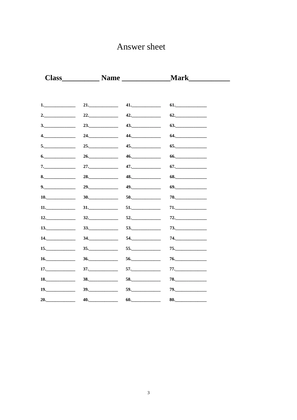 高一英语单词竞赛试卷_第3页
