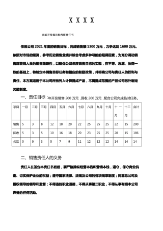 场开发部目标责任书