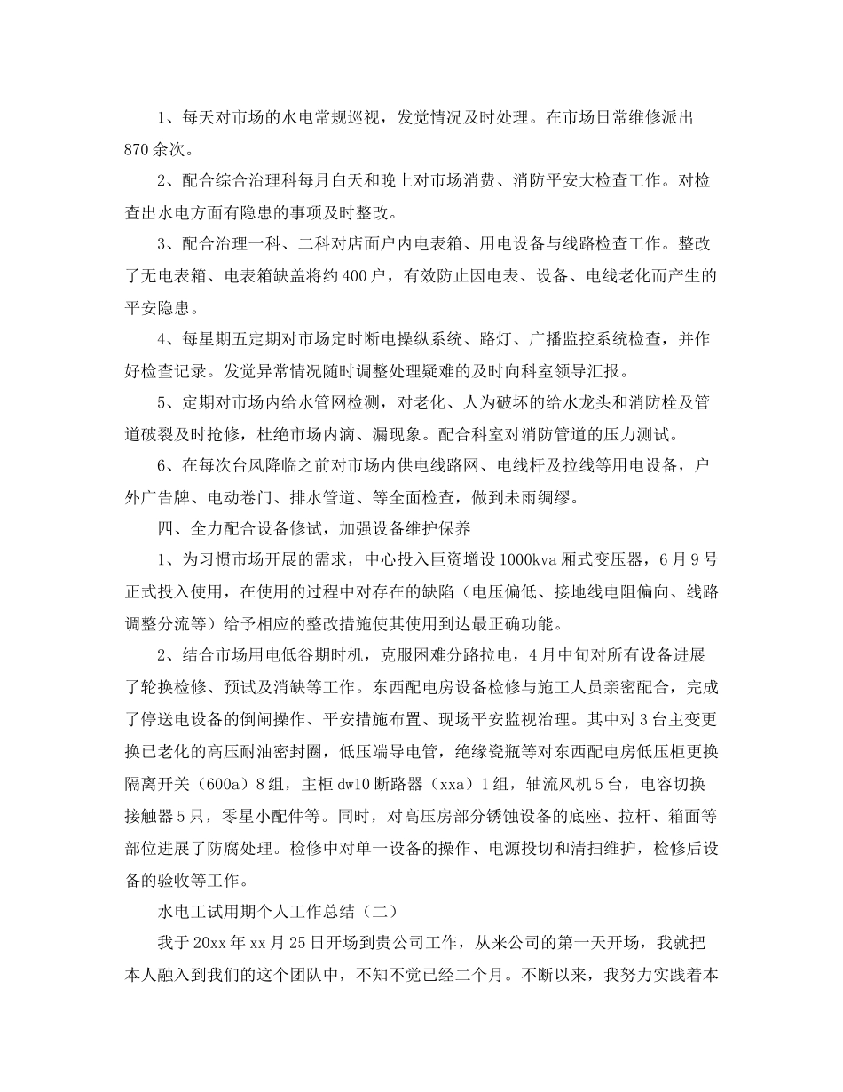 水电工试用期个人工作参考总结（通用）_第2页