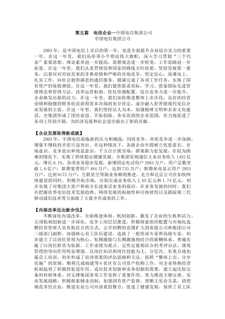 中国电信集团大客户工作情况