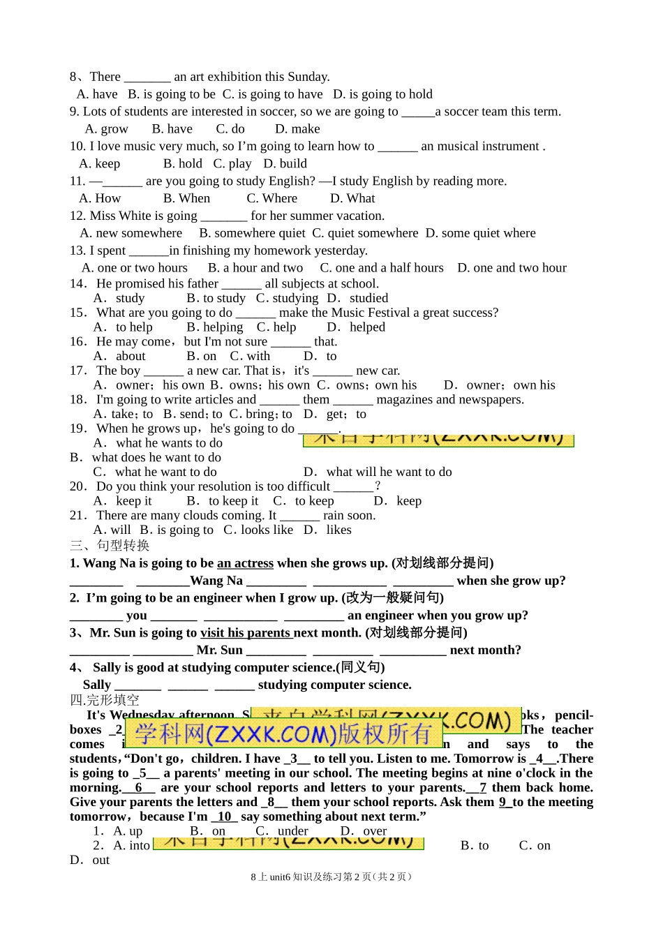 2014八年级英语上unit6打印版_第2页