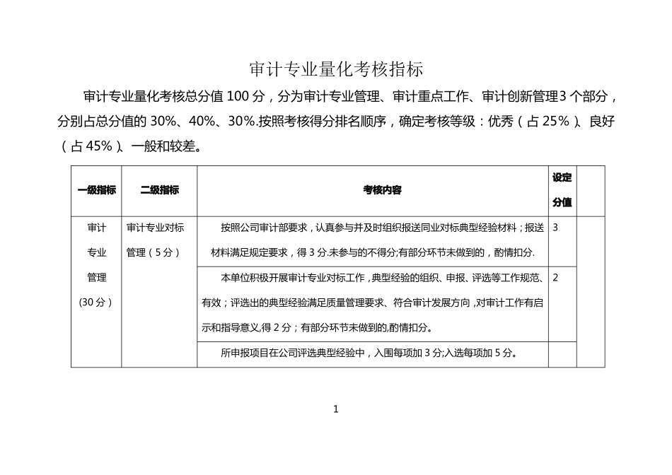 审计专业量化考核指标_第1页