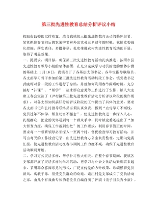 第三批先进性教育总结分析评议小结 