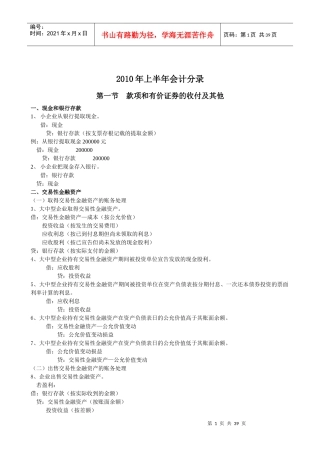 XXXX年上半年会计分录