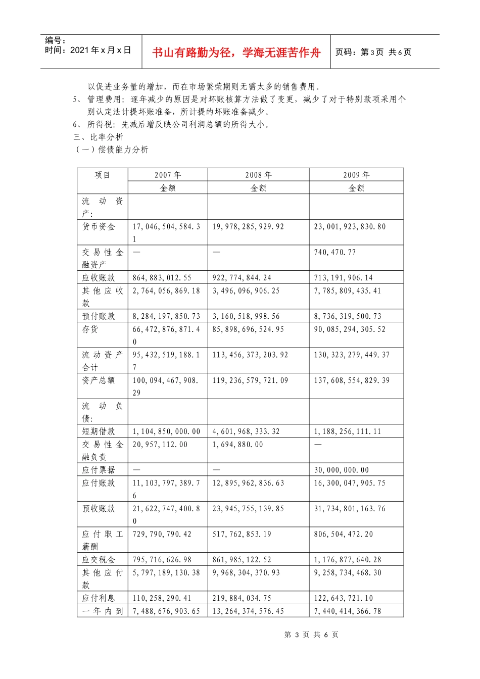 某地产企业股份有限公司财务报表分析_第3页