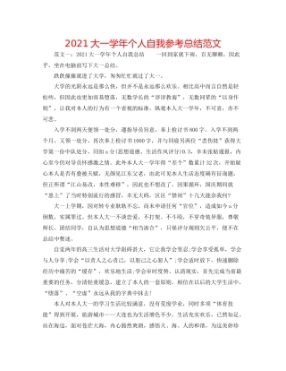 大一学年个人自我参考总结范文