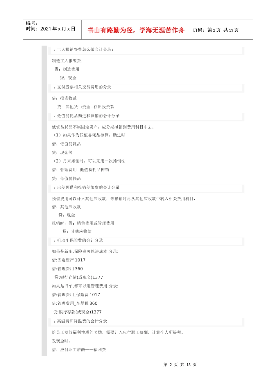 费用会计分录专辑_第2页