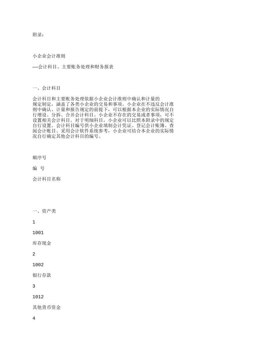 小企业会计准则会计科目、主要账务处理和财务报表_第1页