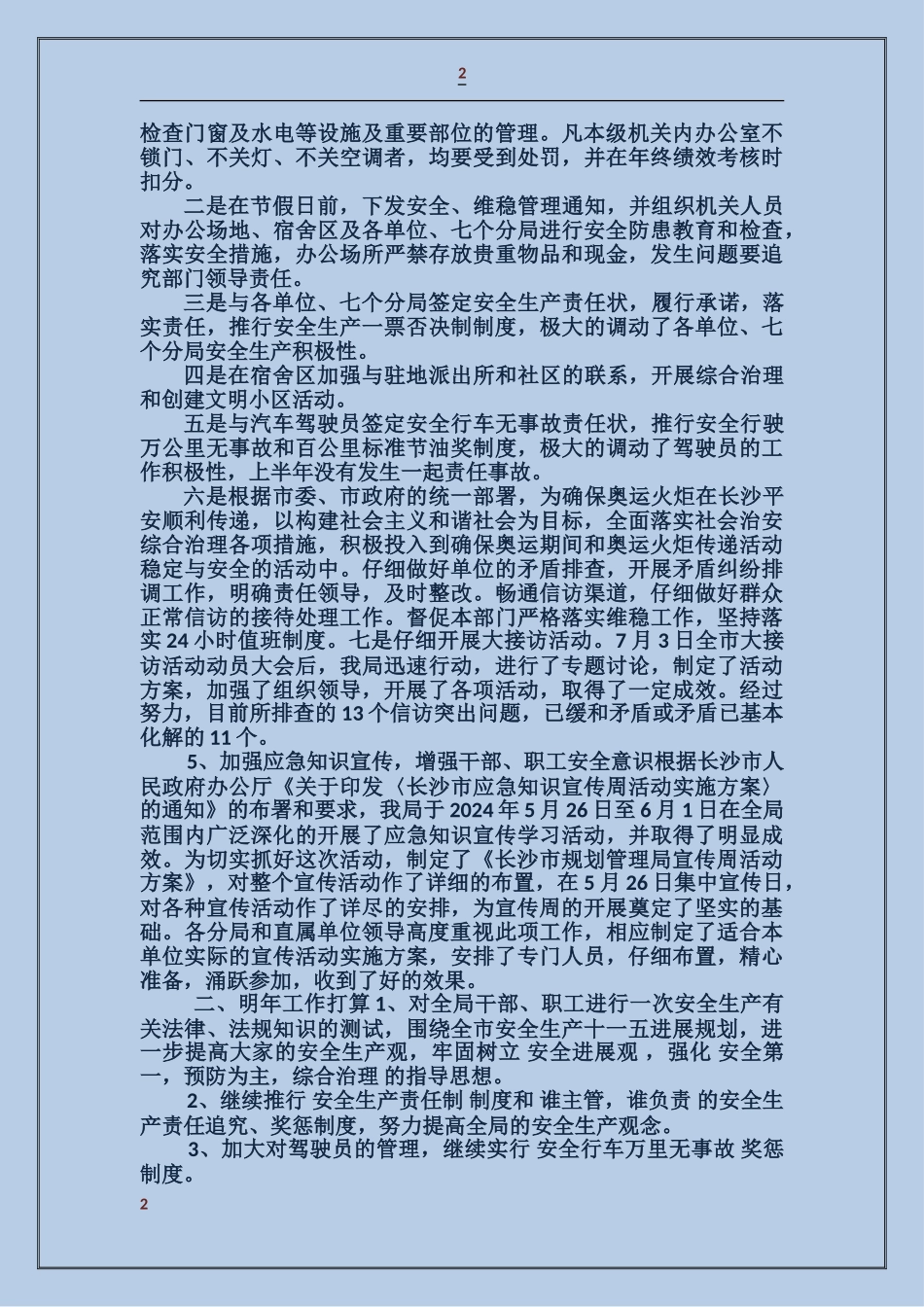 规划管理局安全生产工作总结_第2页