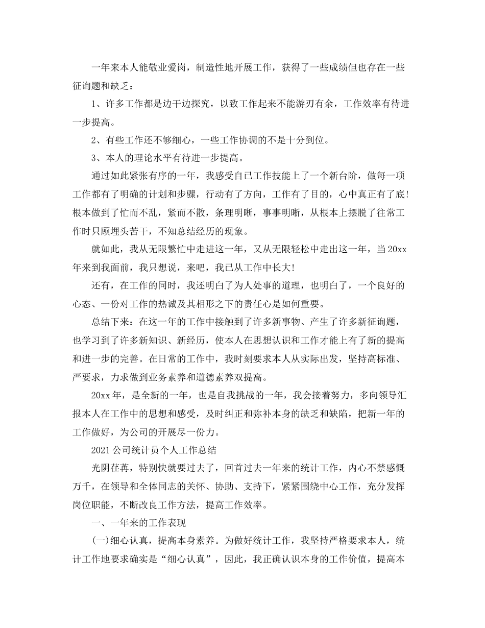 企业统计员个人年终工作参考总结三篇范文_第2页