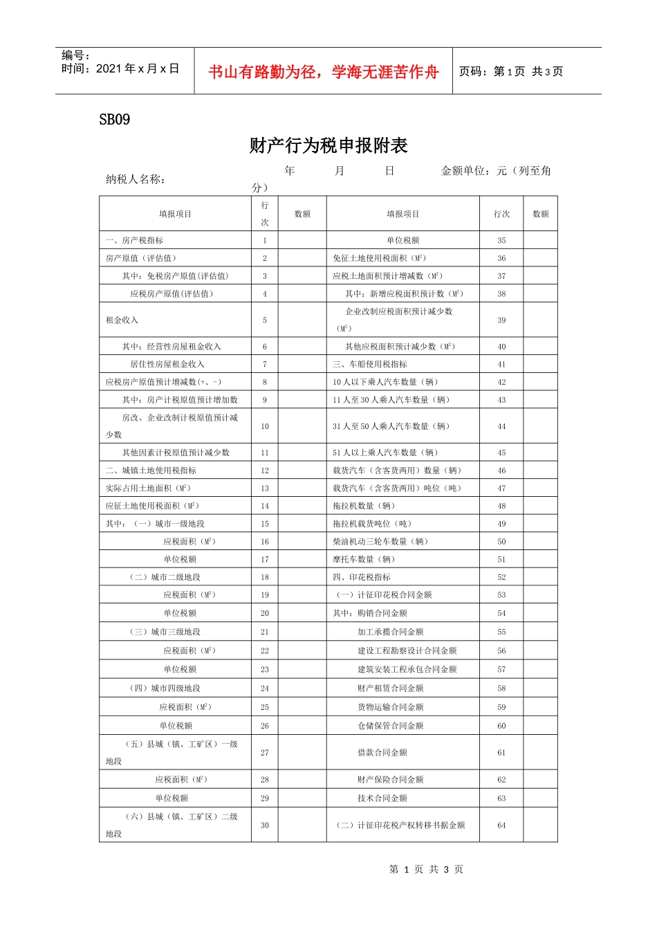 财产行为税申报附表_第1页