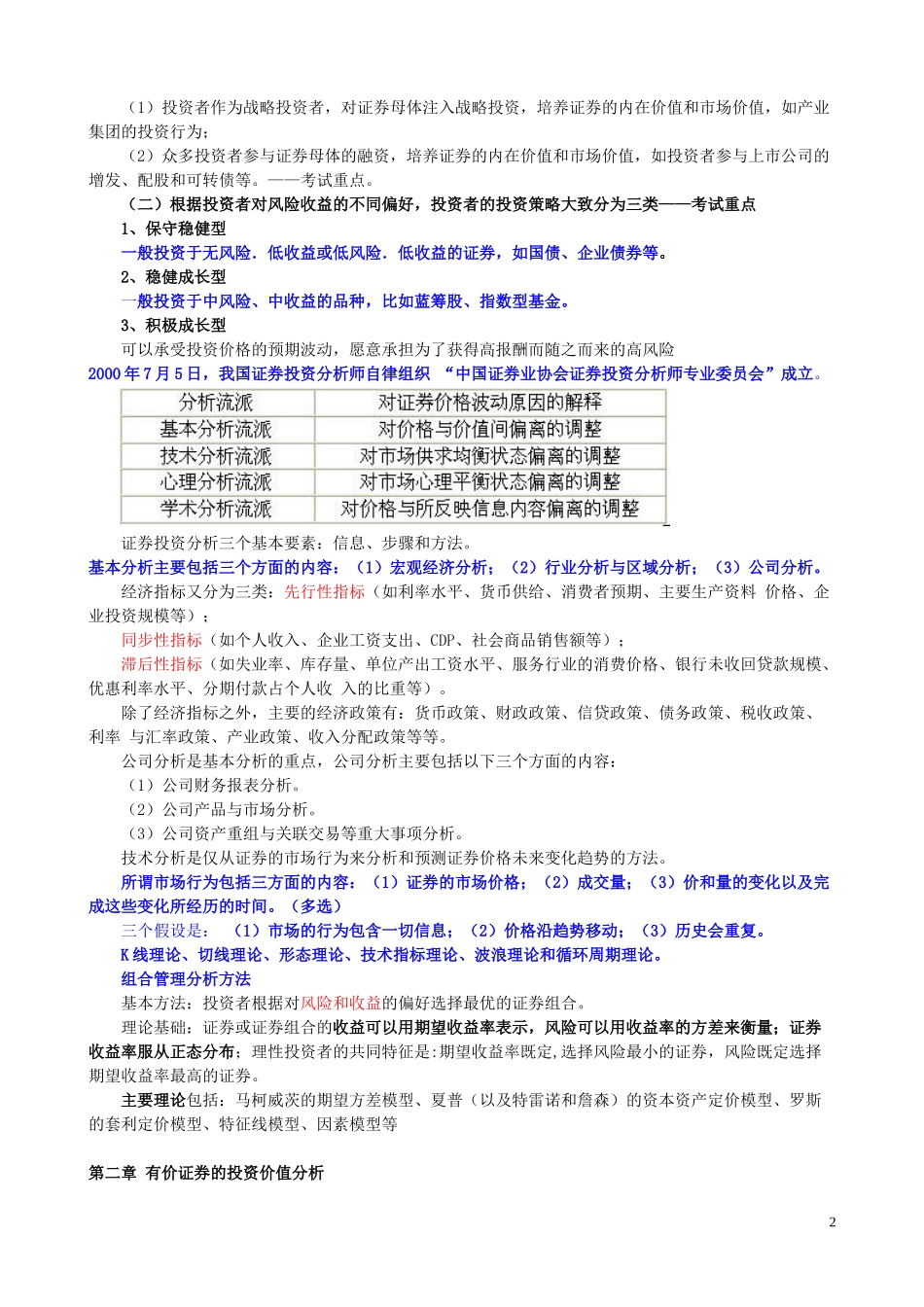 股票证券及投资管理知识分析重点_第2页