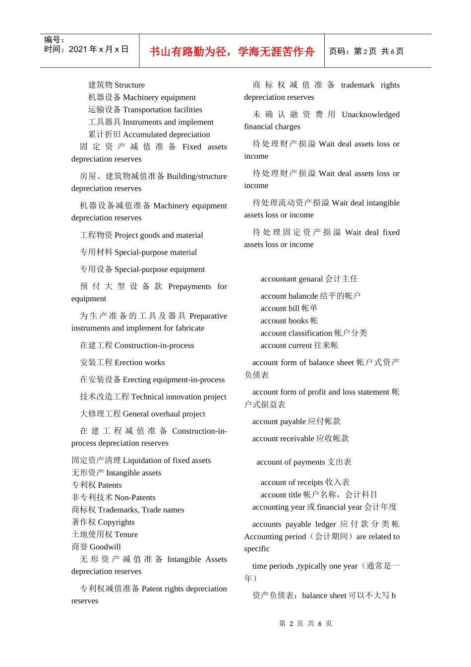 会计专业外语账目词汇_第2页