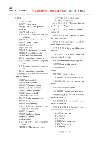 会计专业外语账目词汇