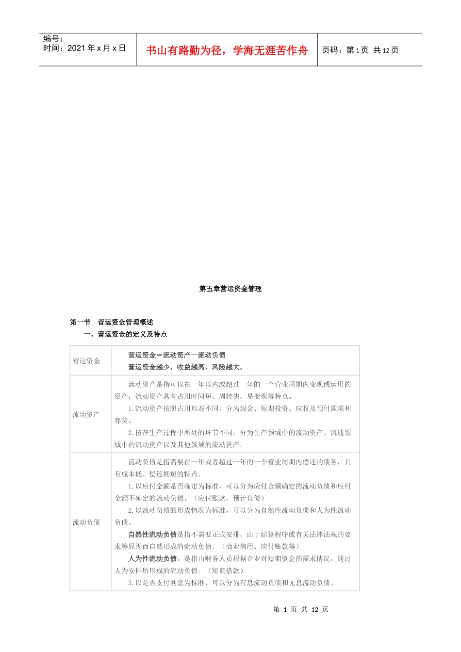 营运资金管理相关资料_第1页