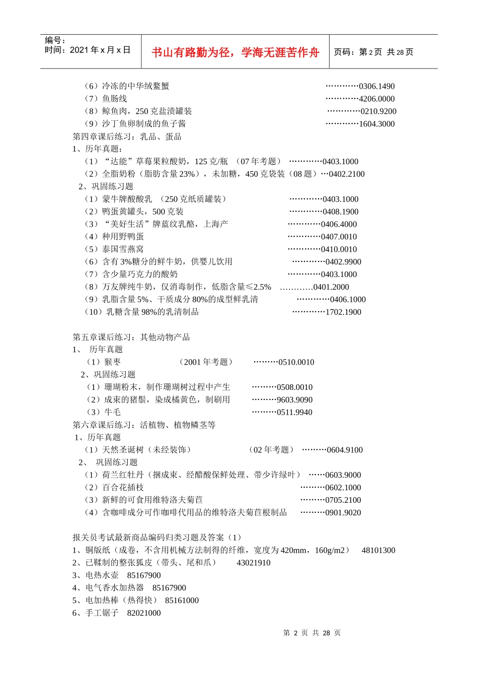 XXXX报关编码练习_第2页