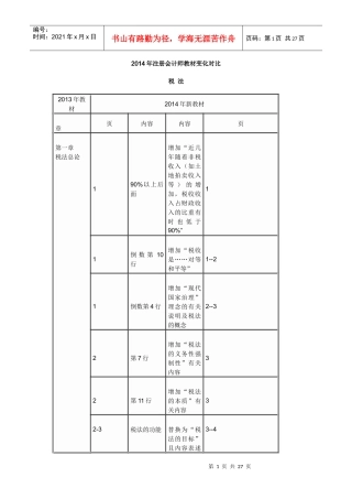 X年注册会计师教材《税法》变化对比