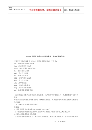 谈在SAP中用承诺项目出现金流量表