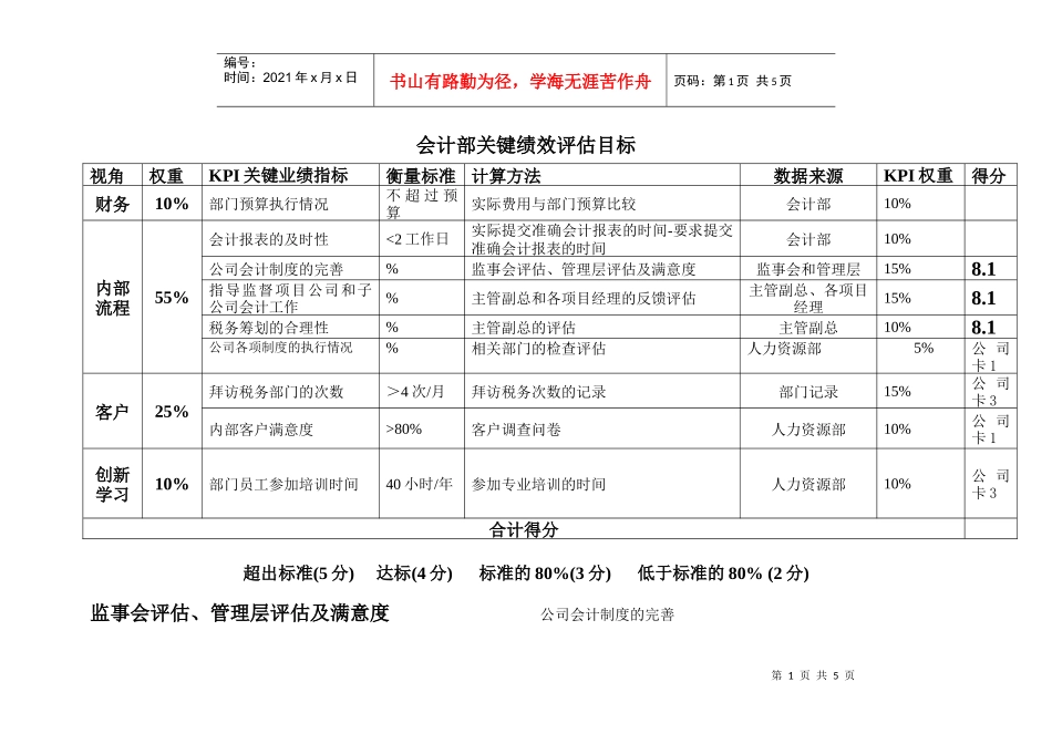 绩效评估工具_8会计部_第1页