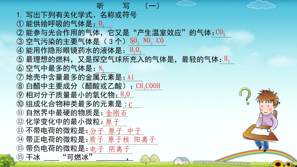 九年级化学上册复习（听写单）_第1页