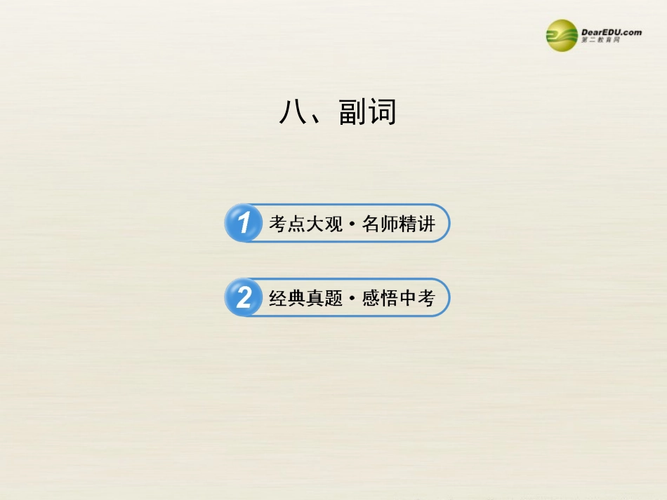 【全程复习方略】2013版中考英语语法专项案八副词课件冀教版_第1页