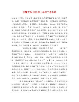 法警支队2020年上半年工作总结 