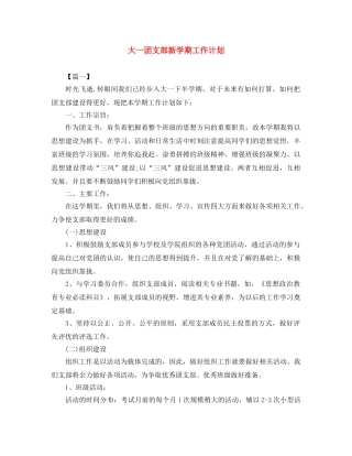 大一团支部新学期工作计划 
